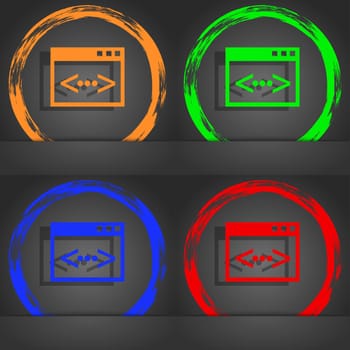 Code sign icon. Programmer symbol. Fashionable modern style. In the orange, green, blue, red design. illustration