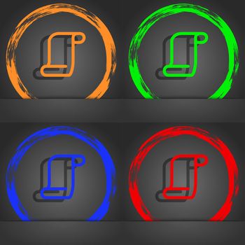 paper scroll icon symbol. Fashionable modern style. In the orange, green, blue, green design. illustration