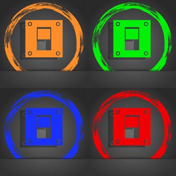 Power switch icon sign. Fashionable modern style. In the orange, green, blue, red design. illustration