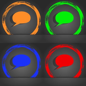 Speech bubble icons. Think cloud symbols. Fashionable modern style. In the orange, green, blue, red design. illustration