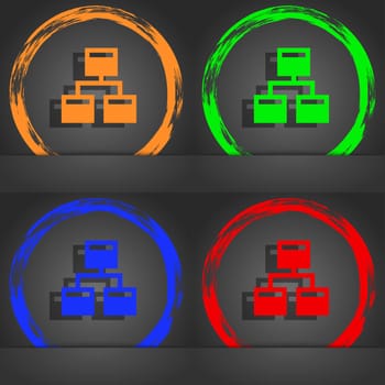 Local Network icon symbol. Fashionable modern style. In the orange, green, blue, green design. illustration