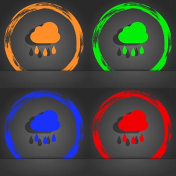 Weather Rain icon symbol. Fashionable modern style. In the orange, green, blue, green design. illustration