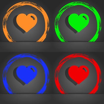 Heart, Love icon symbol. Fashionable modern style. In the orange, green, blue, green design. illustration