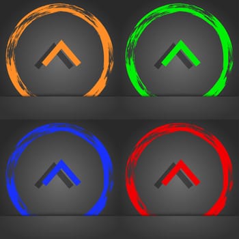 Direction arrow up icon symbol. Fashionable modern style. In the orange, green, blue, green design. illustration
