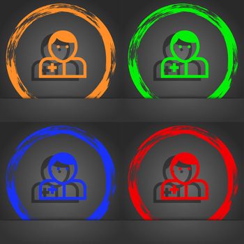 Doctor icon symbol. Fashionable modern style. In the orange, green, blue, green design. illustration