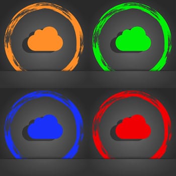 cloud icon symbol. Fashionable modern style. In the orange, green, blue, green design. illustration