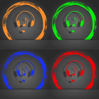 headsets icon symbol. Fashionable modern style. In the orange, green, blue, green design. illustration