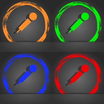 microphone icon symbol. Fashionable modern style. In the orange, green, blue, green design. illustration
