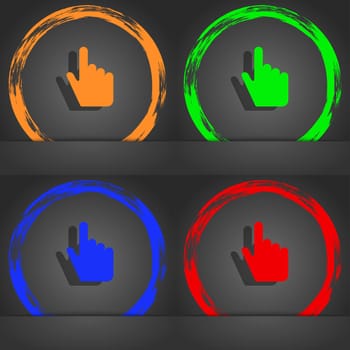 cursor icon symbol. Fashionable modern style. In the orange, green, blue, green design. illustration