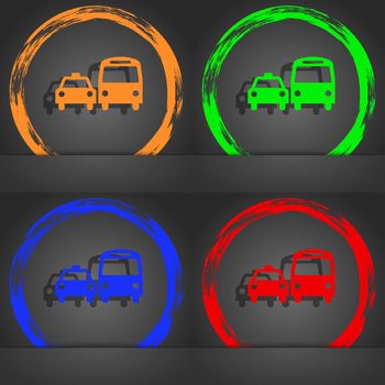 taxi icon symbol. Fashionable modern style. In the orange, green, blue, green design. illustration