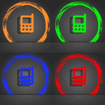 mobile phone icon symbol. Fashionable modern style. In the orange, green, blue, green design. illustration