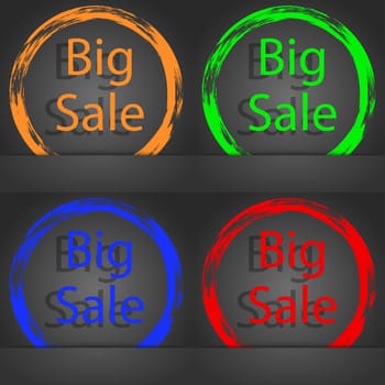 Big sale sign icon. Special offer symbol. Fashionable modern style. In the orange, green, blue, red design. illustration