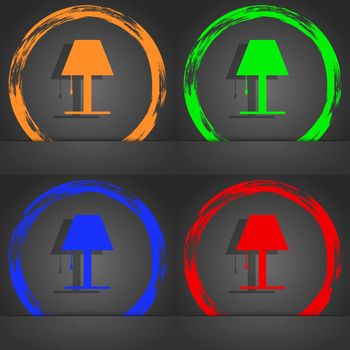 Lamp icon sign. Fashionable modern style. In the orange, green, blue, red design. illustration