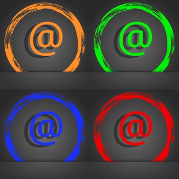 E-Mail icon symbol. Fashionable modern style. In the orange, green, blue, green design. illustration