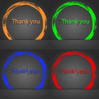 Thank you sign icon. Gratitude symbol. Fashionable modern style. In the orange, green, blue, red design. illustration