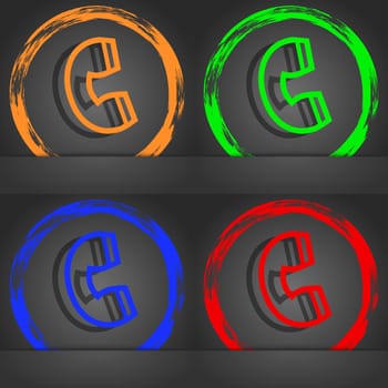 handset icon symbol. Fashionable modern style. In the orange, green, blue, green design. illustration
