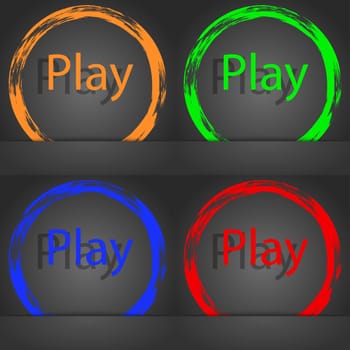 Play sign icon. symbol. Fashionable modern style. In the orange, green, blue, red design. illustration