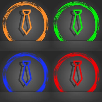 Tie icon symbol. Fashionable modern style. In the orange, green, blue, green design. illustration