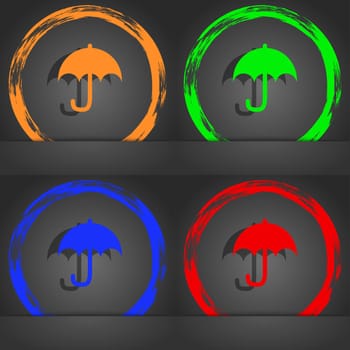 Umbrella icon symbol. Fashionable modern style. In the orange, green, blue, green design. illustration