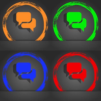 Speech bubble, Think cloud icon symbol. Fashionable modern style. In the orange, green, blue, green design. illustration