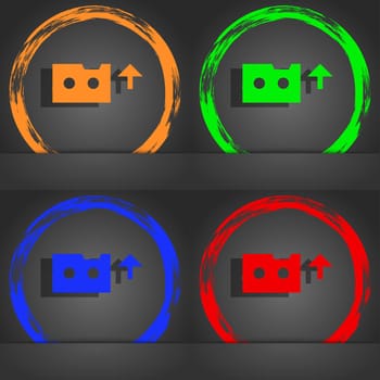 audio cassette icon symbol. Fashionable modern style. In the orange, green, blue, green design. illustration