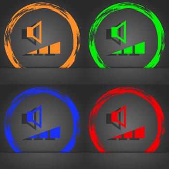 volume, sound icon symbol. Fashionable modern style. In the orange, green, blue, green design. illustration