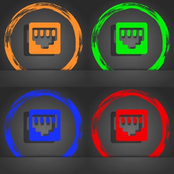 cable rj45, Patch Cord icon symbol. Fashionable modern style. In the orange, green, blue, green design. illustration