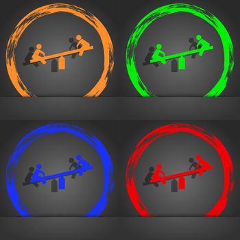 swing icon symbol. Fashionable modern style. In the orange, green, blue, green design. illustration