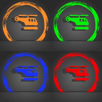 helicopter icon symbol. Fashionable modern style. In the orange, green, blue, green design. illustration