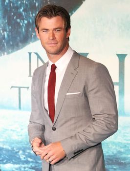 UNITED KINGDOM, London: Australian actor Chris Hemsworth poses for photographers during the premier of In the Heart of the Sea, a Ron Howard movie, in London on December 2nd, 2015.