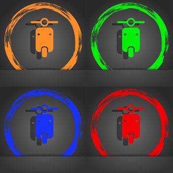 motorcycle icon symbol. Fashionable modern style. In the orange, green, blue, green design. illustration