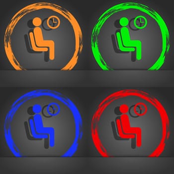 waiting icon symbol. Fashionable modern style. In the orange, green, blue, green design. illustration