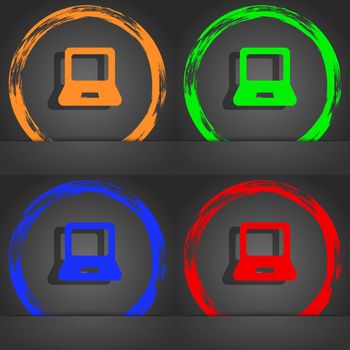 Laptop icon symbol. Fashionable modern style. In the orange, green, blue, green design. illustration