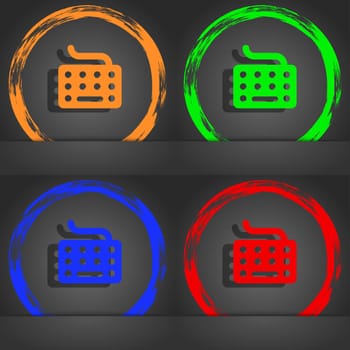 keyboard icon symbol. Fashionable modern style. In the orange, green, blue, green design. illustration