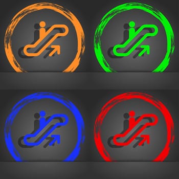 elevator, Escalator, Staircase icon symbol. Fashionable modern style. In the orange, green, blue, green design. illustration