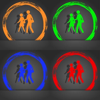 crosswalk icon symbol. Fashionable modern style. In the orange, green, blue, green design. illustration