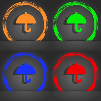 Umbrella icon symbol. Fashionable modern style. In the orange, green, blue, green design. illustration