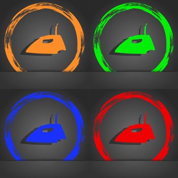 Iron icon symbol. Fashionable modern style. In the orange, green, blue, green design. illustration