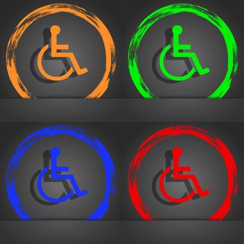 disabled icon symbol. Fashionable modern style. In the orange, green, blue, green design. illustration