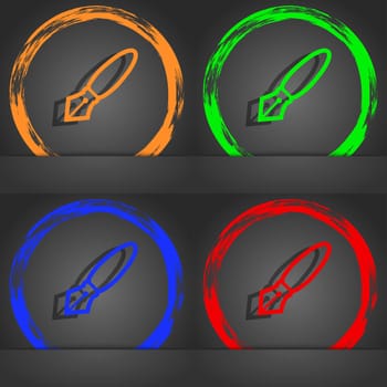 Pen icon symbol. Fashionable modern style. In the orange, green, blue, green design. illustration