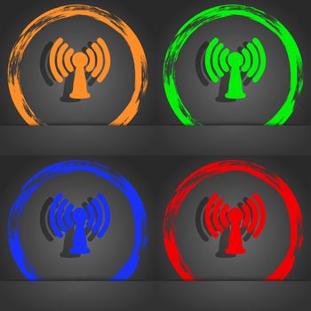Wi-fi, internet icon symbol. Fashionable modern style. In the orange, green, blue, green design. illustration
