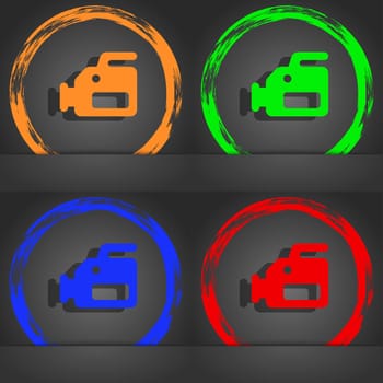 video camera icon symbol. Fashionable modern style. In the orange, green, blue, green design. illustration