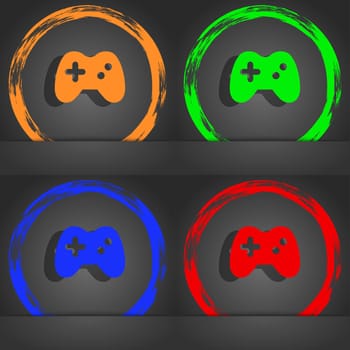 Joystick icon symbol. Fashionable modern style. In the orange, green, blue, green design. illustration