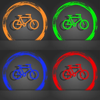 bike icon symbol. Fashionable modern style. In the orange, green, blue, green design. illustration