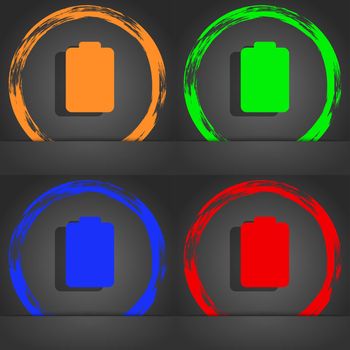 Battery empty, Low electricity icon symbol. Fashionable modern style. In the orange, green, blue, green design. illustration