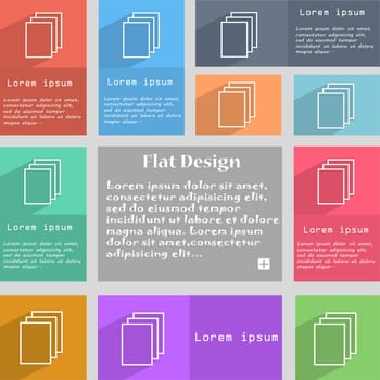 Copy file sign icon. Duplicate document symbol. Set of coloured buttons. illustration