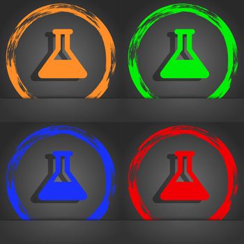 Conical Flask icon symbol. Fashionable modern style. In the orange, green, blue, green design. illustration