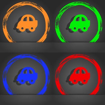 Auto icon symbol. Fashionable modern style. In the orange, green, blue, green design. illustration