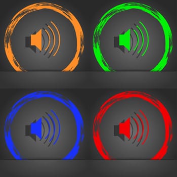 volume, sound icon symbol. Fashionable modern style. In the orange, green, blue, green design. illustration