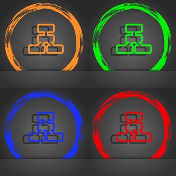 Network icon symbol. Fashionable modern style. In the orange, green, blue, green design. illustration